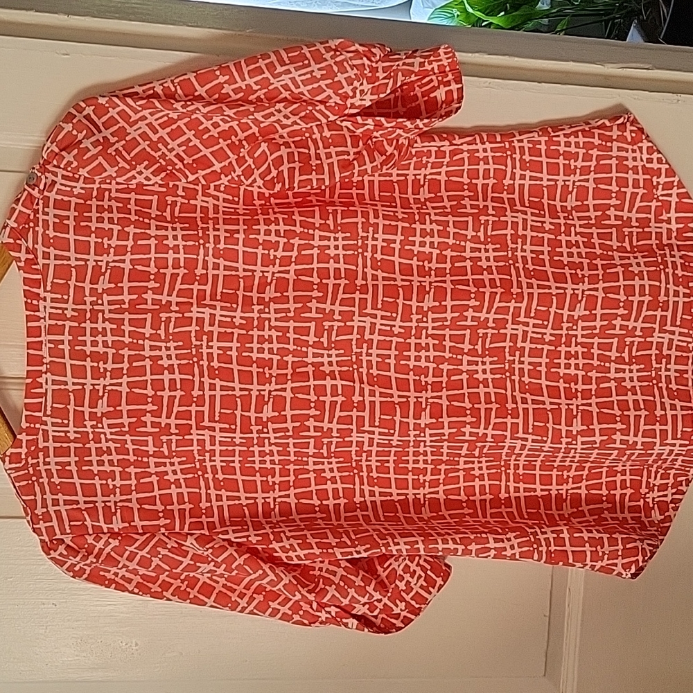 41 Hawthorne Orange Geometric Blouse - Small - Picture 5 of 8